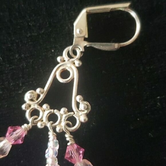 Ballerina Pink Beaded Dangling Earrings - Picture 3 of 6